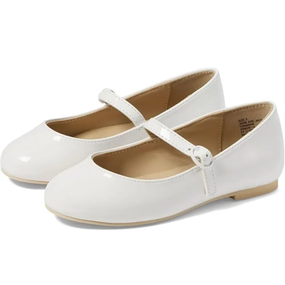 Janie and Jack Mary Jane Flat in White Size 1K